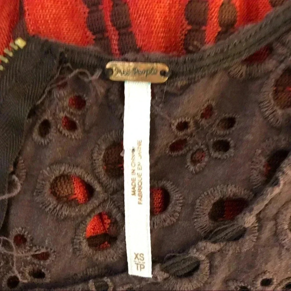 Free People Bohemian Boho Stripped Eyelet Peplum Top - Picture 7 of 7